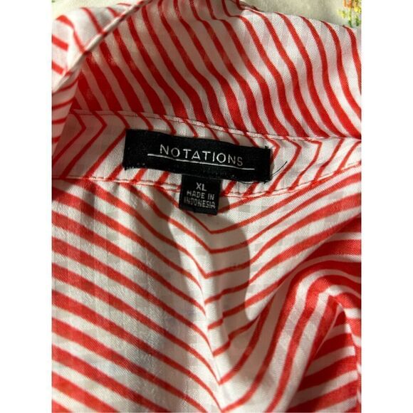 Notations Extra Large (XL) Sheer Sleeveless Button Hot Coral - Picture 3 of 3